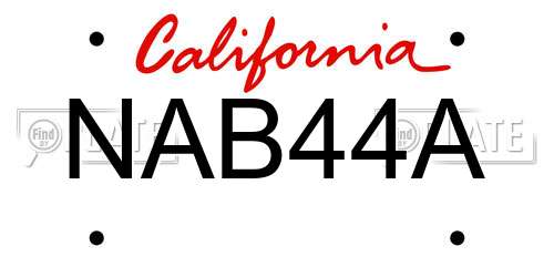 NAB44A California License Plate