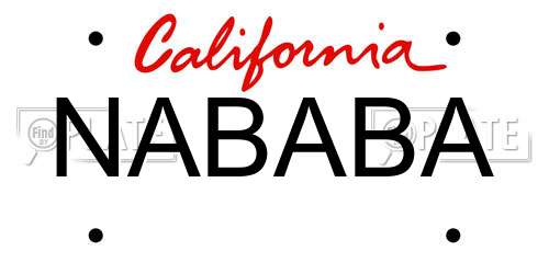 NABABA California License Plate