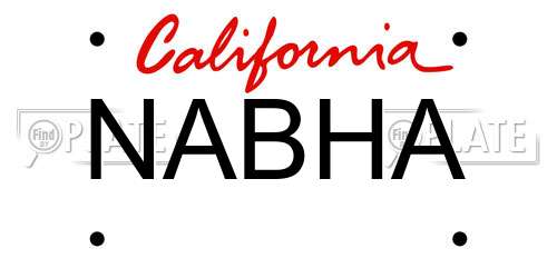 NABHA California License Plate