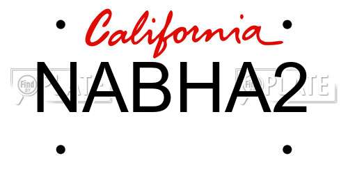 NABHA2 California License Plate