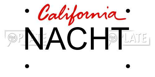 NACHT California License Plate