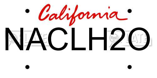 NACLH2O California License Plate