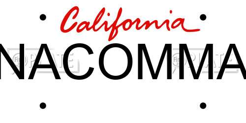 NACOMMA California License Plate