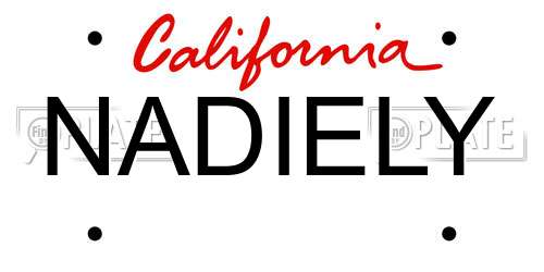 NADIELY California License Plate