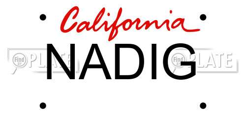 NADIG California License Plate