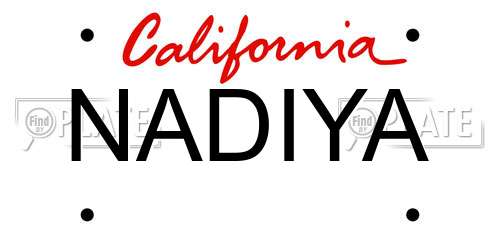 NADIYA California License Plate