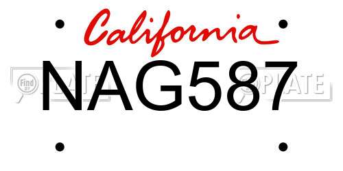 NAG587 California License Plate