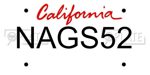 NAGS52 California License Plate