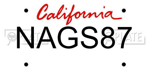 NAGS87 California License Plate