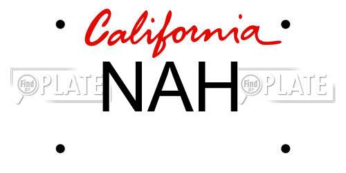NAH California License Plate