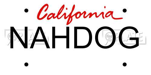 NAHDOG California License Plate