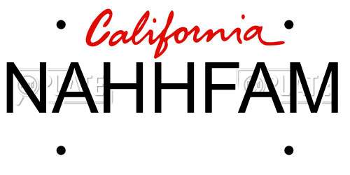 NAHHFAM California License Plate