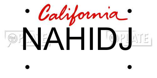 NAHIDJ California License Plate
