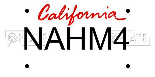 NAHM4 California License Plate