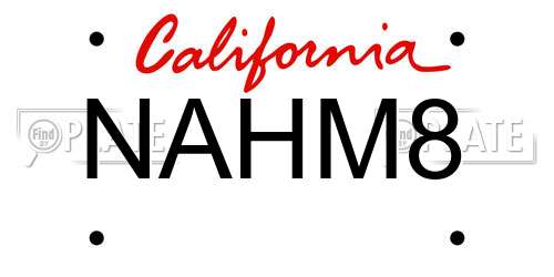 NAHM8 California License Plate