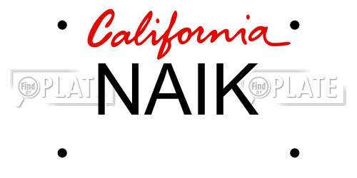 NAIK California License Plate
