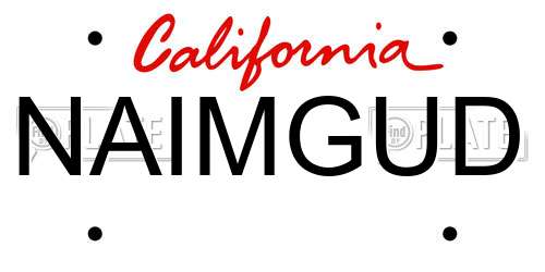 NAIMGUD California License Plate