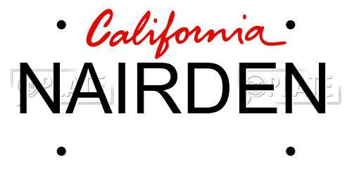 NAIRDEN California License Plate