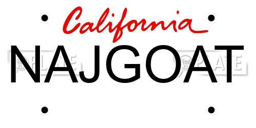 NAJGOAT California License Plate