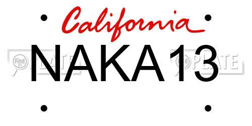 NAKA13 California License Plate