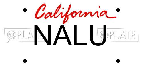 NALU California License Plate