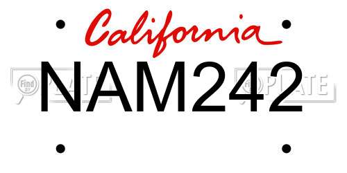 NAM242 California License Plate