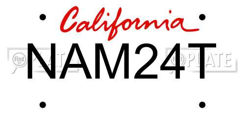 NAM24T California License Plate