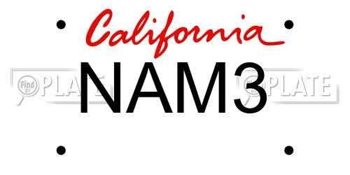 NAM3 California License Plate