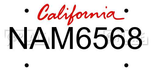 NAM6568 California License Plate