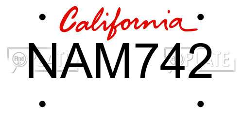 NAM742 California License Plate