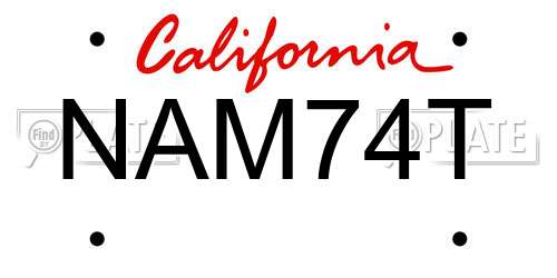 NAM74T California License Plate
