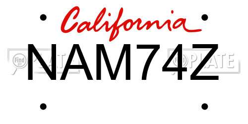 NAM74Z California License Plate