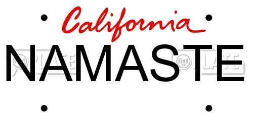 NAMASTE California License Plate