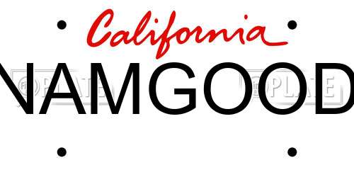 NAMGOOD California License Plate