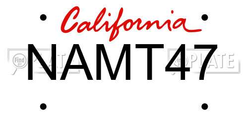 NAMT47 California License Plate