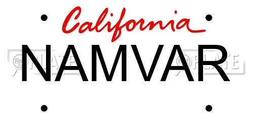 NAMVAR California License Plate