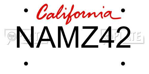 NAMZ42 California License Plate