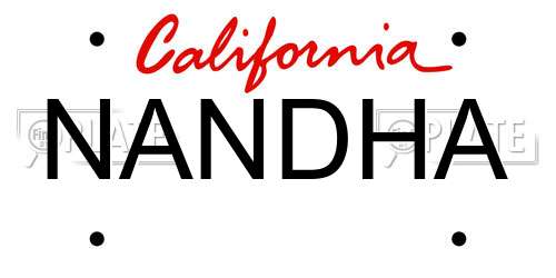 NANDHA California License Plate