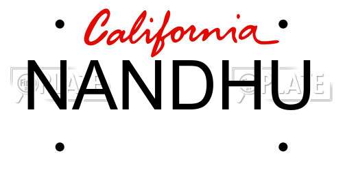 NANDHU California License Plate