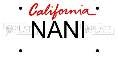 NANI California License Plate