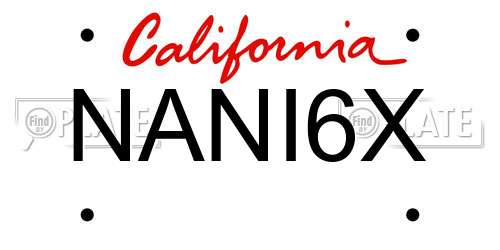 NANI6X California License Plate