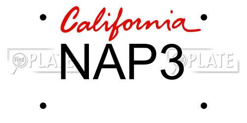 NAP3 California License Plate