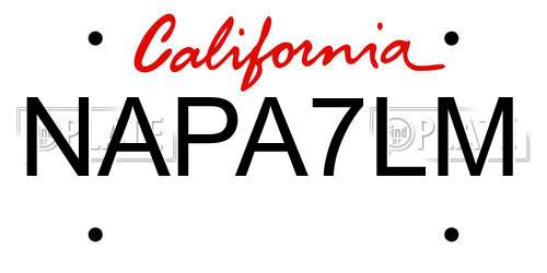 NAPA7LM California License Plate