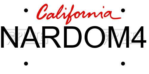 NARDOM4 California License Plate