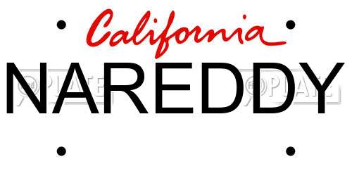 NAREDDY California License Plate
