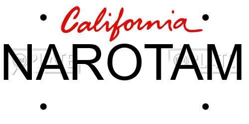 NAROTAM California License Plate