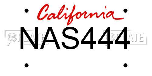 NAS444 California License Plate