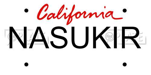 NASUKIR California License Plate