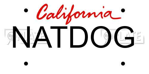 NATDOG California License Plate
