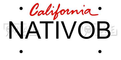 NATIVOB California License Plate